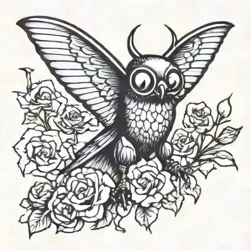 mothman late for date tattoo design idea