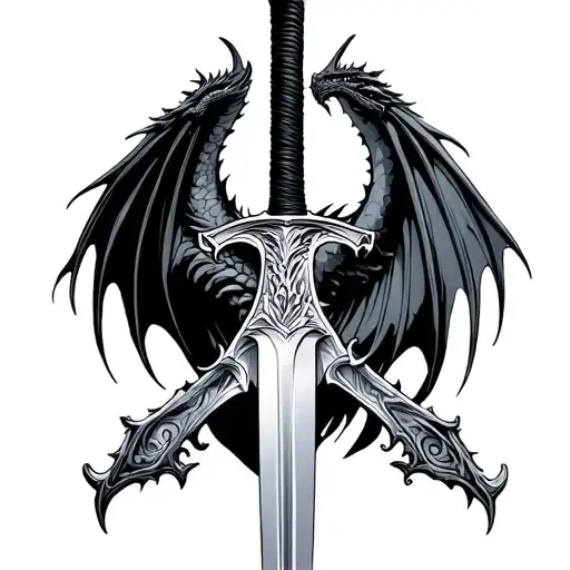 "Snow" Jon Snow's sword and dragon's wings tattoo design idea
