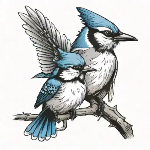 two blue jays tattoo design idea