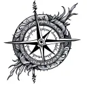 Japanese tattoo mix with compass rose with intricate tattoo design idea