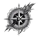 Japanese tattoo mix with compass rose with intricate tattoo design idea