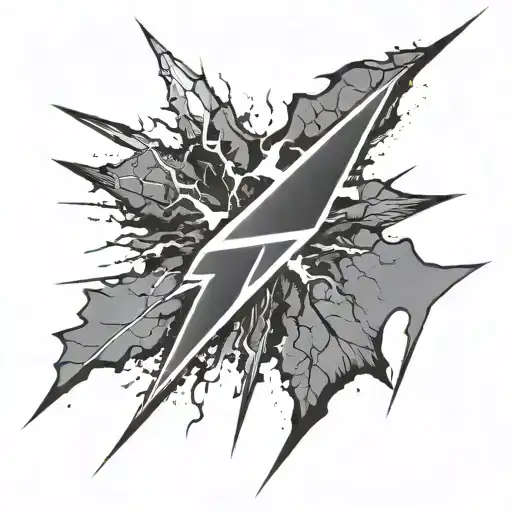 Thunder Lightning with broken lines and similar to natural and irregular cracks on the surface tattoo design idea