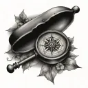compass and fiddle  tattoo design idea