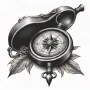 compass and fiddle  tattoo design idea
