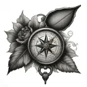 compass and fiddle  tattoo design idea