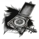 compass and fiddle  tattoo design idea
