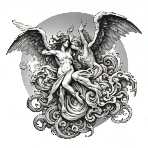 heaven vs hell tattoo design idea