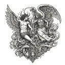 heaven vs hell tattoo design idea