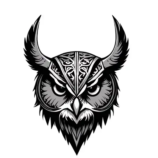 viking owl head tattoo design idea