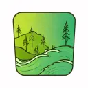 tree line water waves tattoo design idea