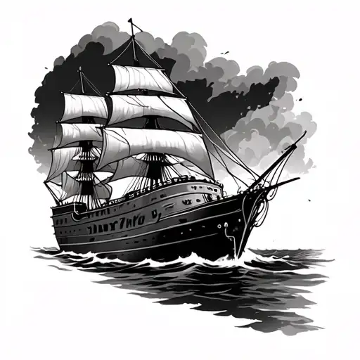 sinking ship tattoo design idea