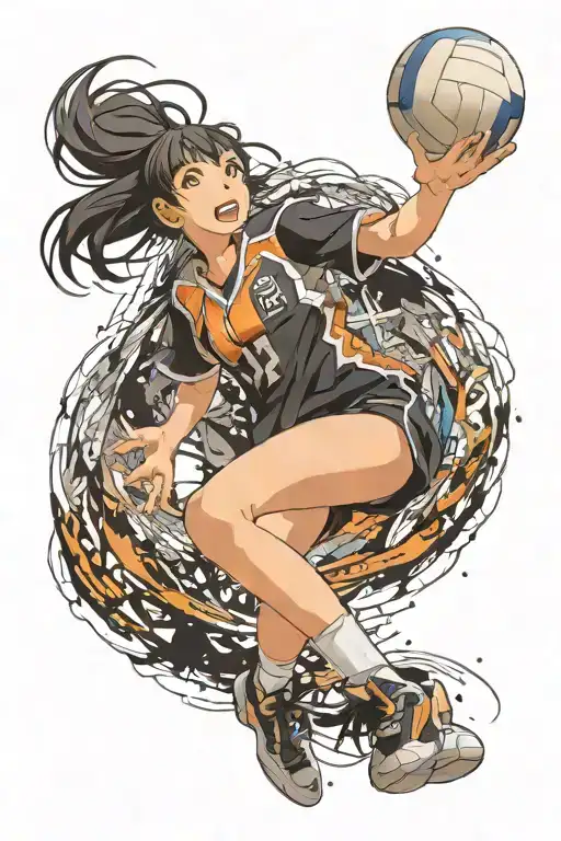 Hinata shoyo from volleyball player spiking the ball tattoo design idea