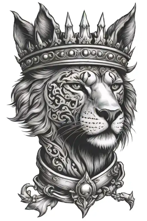 leon con corona tattoo design idea