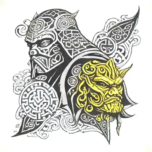 star wars, villain, celtic patterns tattoo design idea
