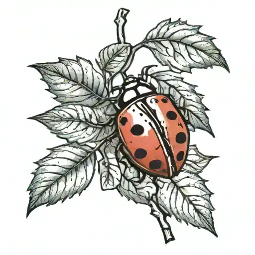 ladybug and mulberry tree branch tattoo design idea