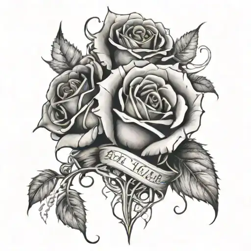 roses and sentence "slipping through my fingers" tattoo design idea