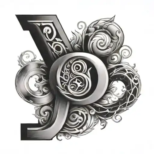 numbers 8 19 25 combined tattoo design idea