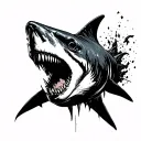 zombie shark emerging tattoo design idea