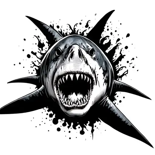 zombie shark emerging tattoo design idea