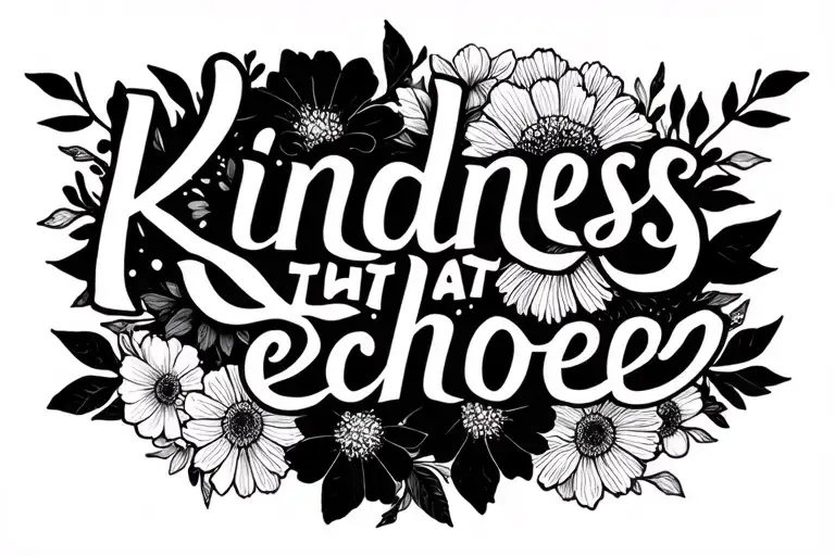 "kindness that echoes" flowers intertwined tattoo design idea