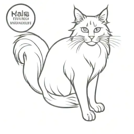 black maine coon cat tattoo design idea