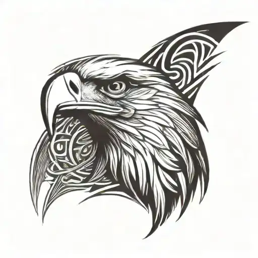 eagle head with abstract design, add some soft shade in a shape, the tattoo is for chest tattoo design idea