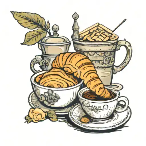 travel to Rome Italy. coffee and croissants tattoo design idea