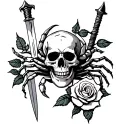 skull, rose, sword, crab, scorpion tattoo design idea