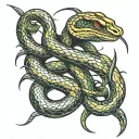 snake pierced with daggers in the shape of a dollar tattoo design idea