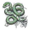 snake pierced with daggers in the shape of a dollar tattoo design idea