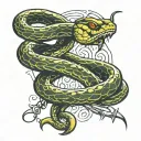 snake pierced with daggers in the shape of a dollar tattoo design idea