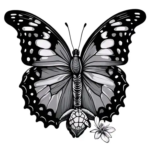 larkspur butterfly turtle with hazel narciss lakeside spine tattoo tattoo design idea