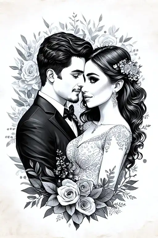 couple tattoo matt & Tina married tattoo design idea