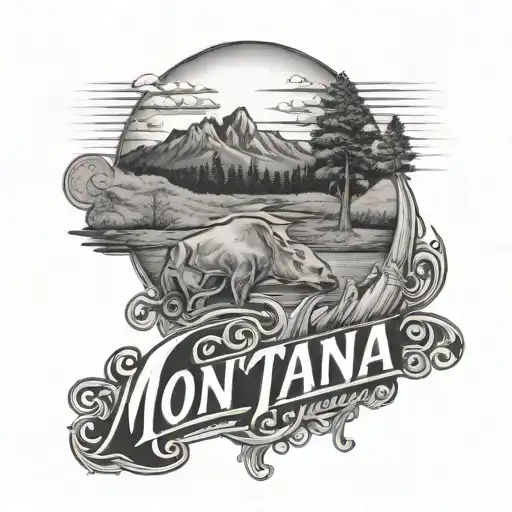 the name Kathy inside the Montana state tattoo design idea