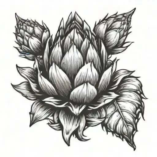 heart artichoke stone  tattoo design idea