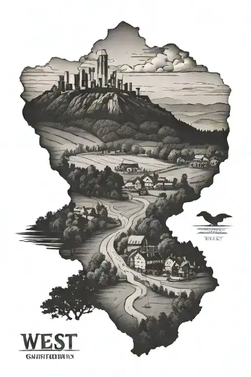 West virginia country landscape tattoo design idea