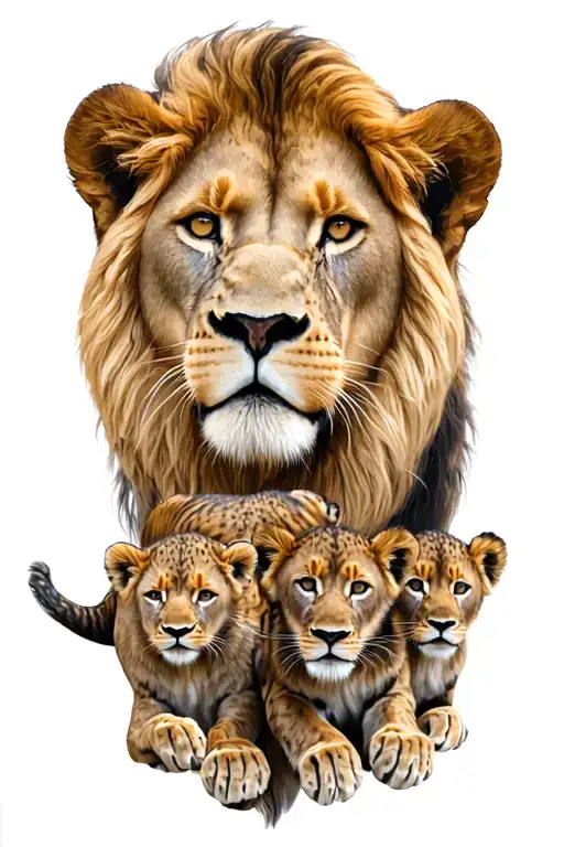 female lion with 4 Cubs Tattoo tattoo design idea