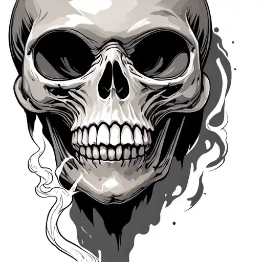 skull and alien smoking tattoo design idea