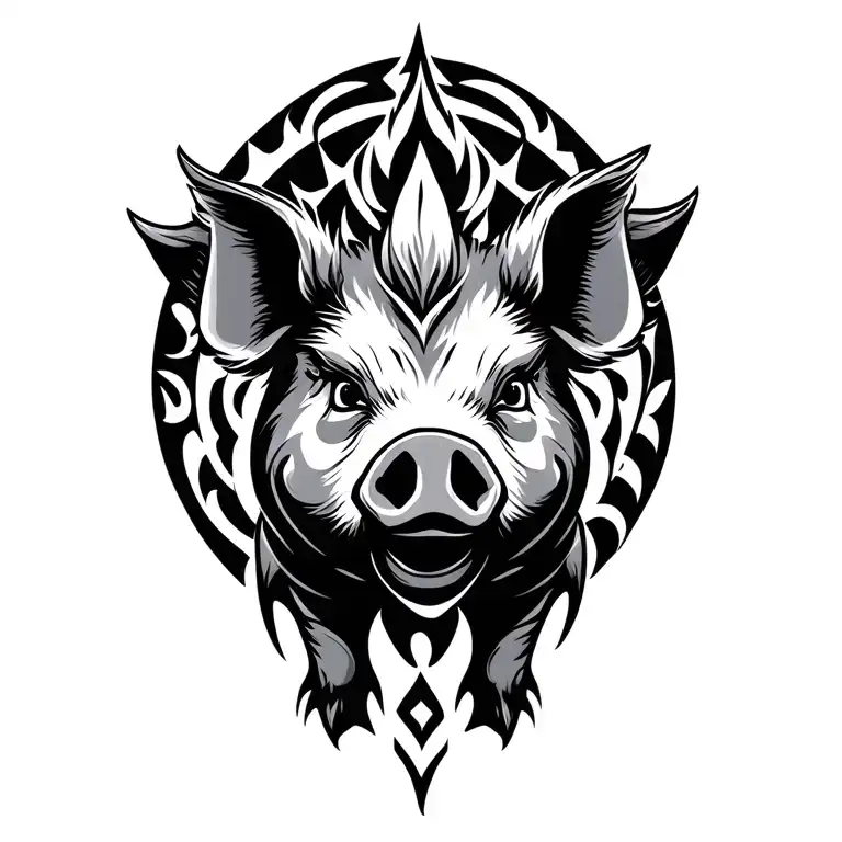 tribal tatto of a warrior pig tattoo design idea