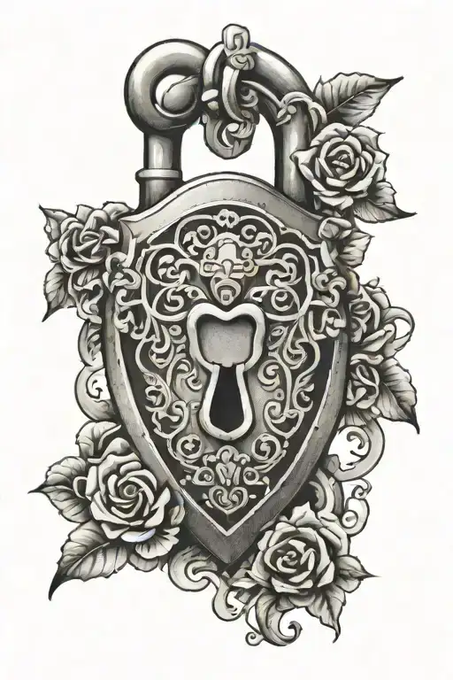 heart shaped lock tattoo design idea