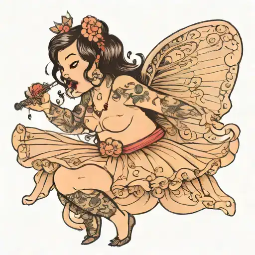 chubby girl singing tutu tattoo design idea