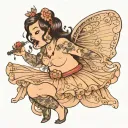 chubby girl singing tutu tattoo design idea