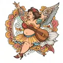 chubby girl singing tutu tattoo design idea