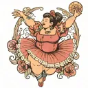 chubby girl singing tutu tattoo design idea
