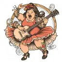 chubby girl singing tutu tattoo design idea
