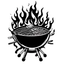 bbq grill onfire tattoo design idea