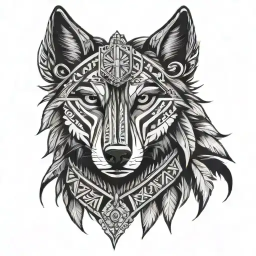 Native American With African Tribal wolf crest type tatoo tattoo design idea