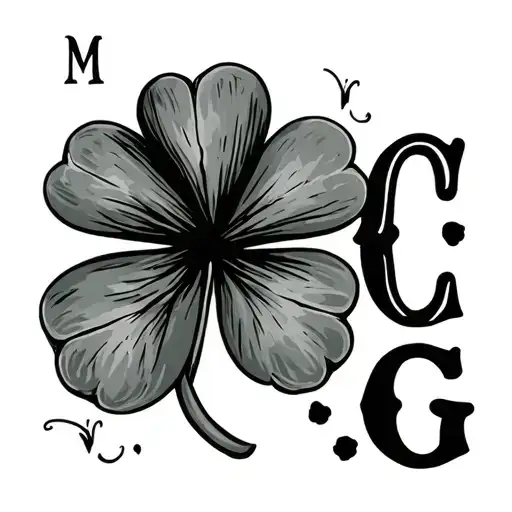 "M, C, C, G" 4 leaf clover tattoo inspired tattoo incorporating tattoo design idea