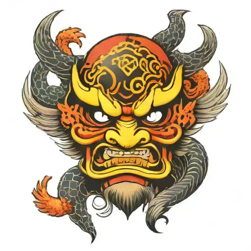 tengu mask japanese tattoo design idea