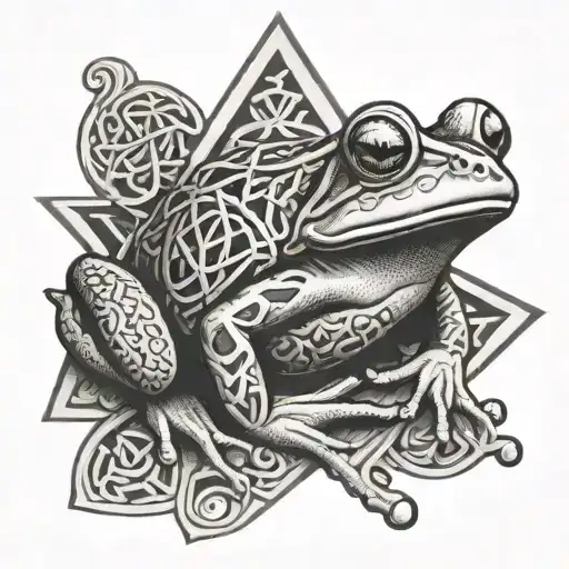 Puerto rican frog with Celtic knot with Bjj triangle tattoo design idea